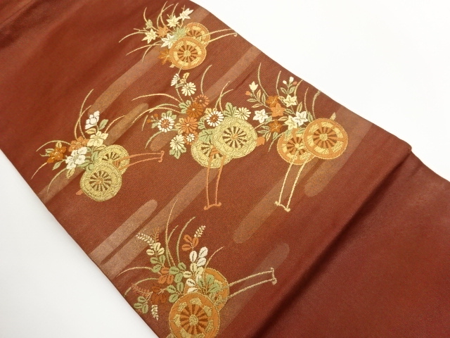 JAPANESE KIMONO / NAGOYA OBI / WOVEN FLOWER CART